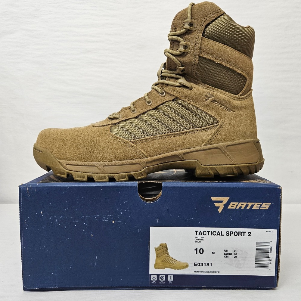 Bates Tactical Sport 2 Boots Tall Side Zip E03181 Coyote Brown Men's Size 10